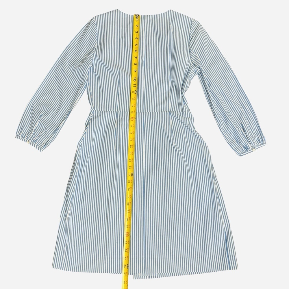 NWT J. Crew Wrap Dress Women's Size 4 Striped Cotton Poplin Blue White  Lined - Picture 13 of 16